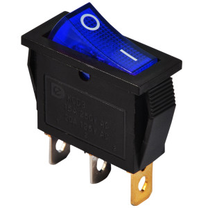 Перемикач 1 клав. синій з підсвічуванням KCD3-101N BL/B 220V