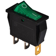 Перемикач 1 клав. зелений з підсвічуванням KCD3-101N GR/B 220V