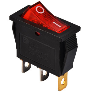 Перемикач 1 клав. червоний з підсвічуванням KCD3-101N R/B 220V