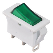 Перемикач 1 клав. зелений з підсвічуванням KCD3-101N-13 GR/WH 220V