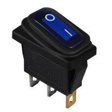 Перемикач 1 клав. вологозах. синій з підсвічуванням KCD3-101NW BL/B  220V
