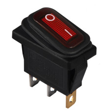 Перемикач 1 клав. вологозах червоний з підсвічуванням KCD3-101NW R/B  220V