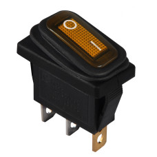 Перемикач 1 клав. вологозах. жовтий з підсвічуванням KCD3-101NW YL/B 220V