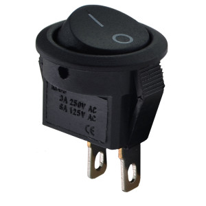 Перемикач 1 клав. круглий чорний KCD5-2-101 B/B