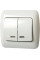 Вимикач e.install.stand.812L+f.cer двохклавішний з підсвіткою з рамкою