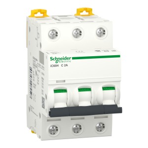 Автоматичний вимикач Acti9 IC60H  3P, 2А, крива C Schneider Electric A9F84302