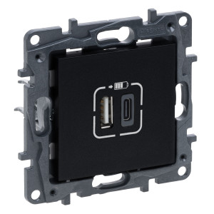 NILOE STEP Розетка USB Тип А+C 12Вт+15Вт 5 В колір Чорний