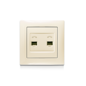 Розетка телефонна подвійна, кремовий