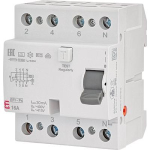 Реле диференційне (ПЗВ) 4р EFI6-P4 63/0,03 тип A (6kA)
