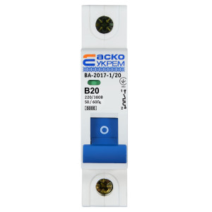 Автоматичний вимикач УКРЕМ ВА-2017/B 1р 20А АСКО