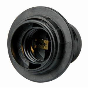 Патрон пластиковий Е27 з гайкою, чорний