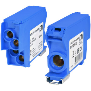 Блок розподільчий EDBJ-1x70-4x25/N (192A, 1000V AC/1500V DC, IN: 1x70, OUT: 4x25, синій)