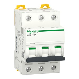 Автоматичний вимикач Acti9 iC60L  3P, 2А, крива C Schneider Electric A9F94302