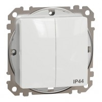 Двоклавішний вимикач зі ступенем захисту IP44, Білий Sedna Design, Schneider Electric SDD211105