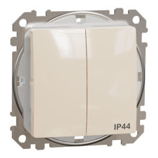 Двоклавішний вимикач зі ступенем захисту  IP44,Бежевий Sedna Design,  Schneider Electric SDD212105