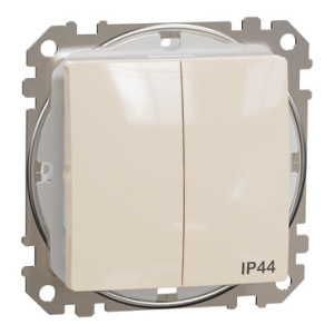 Двоклавішний вимикач зі ступенем захисту  IP44,Бежевий Sedna Design,  Schneider Electric SDD212105