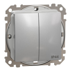 Двоклавішний вимикач зі ступенем захисту  IP44, Алюміній Sedna Design,  Schneider Electric SDD213105