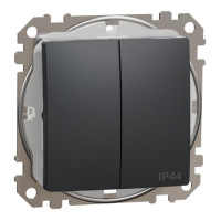 Двоклавішний вимикач зі ступенем захисту  IP44,Чорний Sedna Design,  Schneider Electric SDD214105