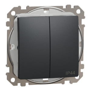 Двоклавішний вимикач зі ступенем захисту  IP44,Чорний Sedna Design,  Schneider Electric SDD214105
