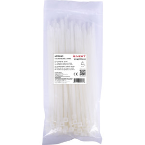 Кабельна стяжка e.ct.stand.300.5.white (100шт), біла