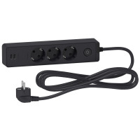ПОДОВЖУВАЧ UNICA EXTEND НА 3 РОЗЕТКИ З ЗАЗЕМЛЕННЯМ+2*USB-РОЗЕТКИ, 3М, ЧОРНИЙ