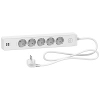 ПОДОВЖУВАЧ UNICA EXTEND НА 5 РОЗЕТОК З ЗАЗЕМЛЕННЯМ+2*USB-РОЗЕТКИ, 1.5М, БІЛИЙ