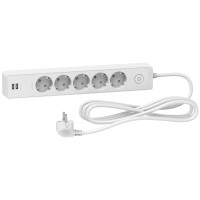 ПОДОВЖУВАЧ UNICA EXTEND НА 5 РОЗЕТОК З ЗАЗЕМЛЕННЯМ+2*USB-РОЗЕТКИ, 3М, БІЛИЙ