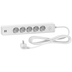 ПОДОВЖУВАЧ UNICA EXTEND НА 5 РОЗЕТОК З ЗАЗЕМЛЕННЯМ+2*USB-РОЗЕТКИ, 3М, БІЛИЙ