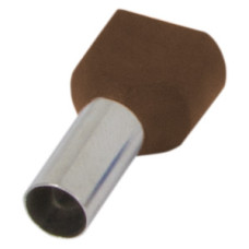 Ізольований наконечник e.terminal.stand.te.2.10.brown (TE10-14 brown) 2x10 кв.мм, коричневий, 100шт