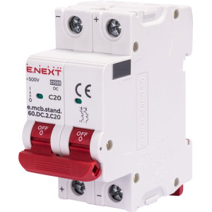 Модульний автоматичний вимикач e.mcb.stand.60.DC.2.C20, 2р, 20А, C, 6кА, DC