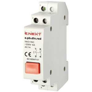 Кнопка на DIN-рейку e.pb.din.red, червона