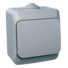 ПЕРЕМИКАЧ НАКЛАДНИЙ 1-КЛАВІШНИЙ SCHNEIDER ELECTRIC CEDAR PLUS, IP44, СІРИЙ
