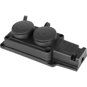Розетка подвійна з захисною кришкою каучукова e.socket.rubber.029.2.16, з з/к, 16А