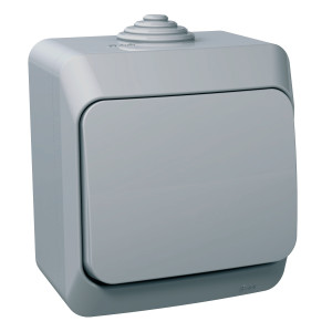 ВИМИКАЧ НАКЛАДНИЙ 1-КЛАВІШНИЙ SCHNEIDER ELECTRIC CEDAR PLUS, IP44, СІРИЙ