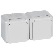 Розетка 2x2к+З Зі Шт. Ip44 Сір