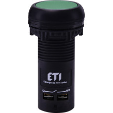 Кнопка моноблочна заглиблена ECF-11-G (1NO+1NC, зелена)