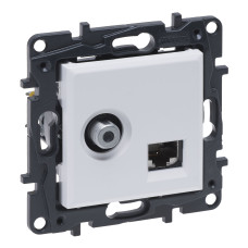 NILOE STEP Розетка комбінована TV тип F та RJ45 CAT6 UTP колір Білий
