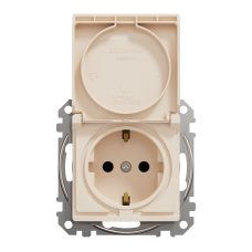 Розетка з заземленням, зі шторками та кришкою Бежевий Sedna Design Schneider Electric SDD112024