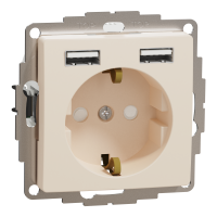 Розетка з заземленням + 2 USB тип А Бежевий Sedna Design Schneider Electric SDD112052