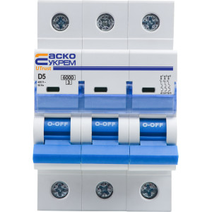 Модульний автоматичний вимикач  UTrust  3р  5А D 6kА