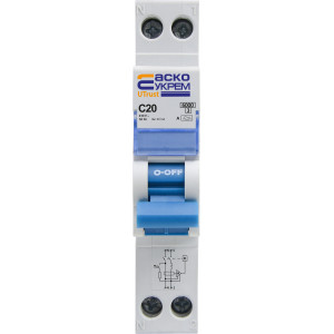 Пристрій захисного відключення з захистом від надструмів UTrust 1P+N (18 mm)  20А C 30mА   A