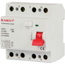 Вимикач диференційного струму e.rccb.stand.4.25.10 4р, 25А, 10mA