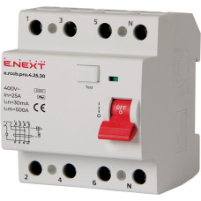 Вимикач диференційного струму e.rccb.pro.4.25.30, 4р, 25А, 30мА