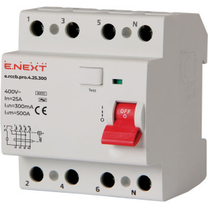 Вимикач диференційного струму e.rccb.pro.4.25.300, 4р, 25А, 300мА