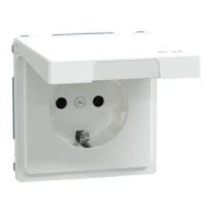 Розетка 16А з заземлючим контактом і кришкою IP44, Білий лотос MERTEN   D-Life Schneider Electric MTN2314-6035