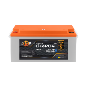 Акумулятор LP LiFePO4 25,6V - 100 Ah (2560Wh) (BMS 100A/50А) пластик Smart BT