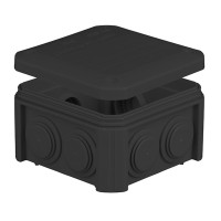 Коробка розподільча зовнішня 90х90х52мм IP55 з сальниками гумовими UNIKA PLANK IB401Vintage чорна (PLK401V850)