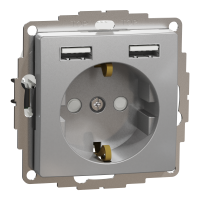 Розетка з заземленням + 2 USB тип А Алюміній Sedna Design Schneider Electric SDD113052