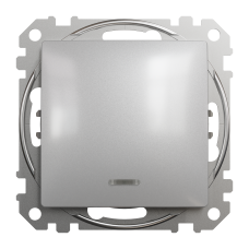 Одноклавішний перемикач з підсвіткою Алюміній Sedna Design Schneider Electric SDD113106L