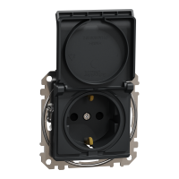 Розетка з заземленням, зі шторками та кришкою Чорний Sedna Design Schneider Electric SDD114024